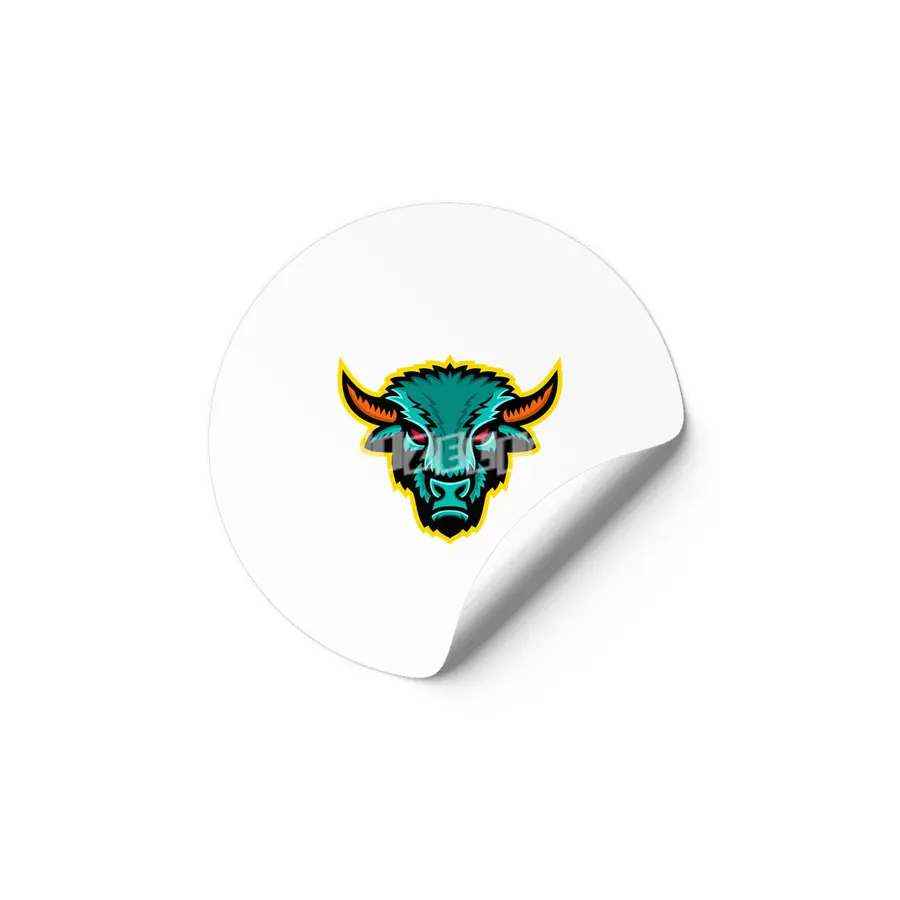 American Bison Head Sports Mascot Etiket
