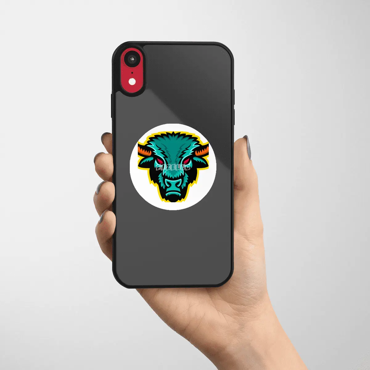 American Bison Head Sports Mascot Etiket