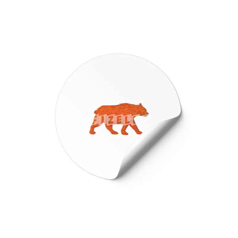 American Black Bear Walking Side Retro Etiket