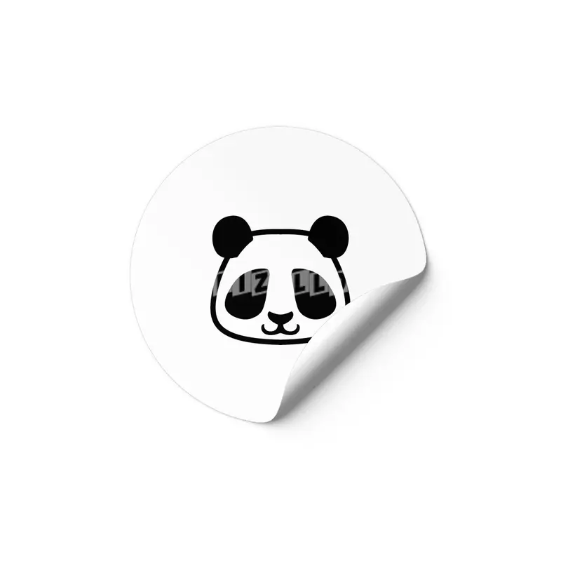 Panda Black and White Minimalist Pictogram Etiket