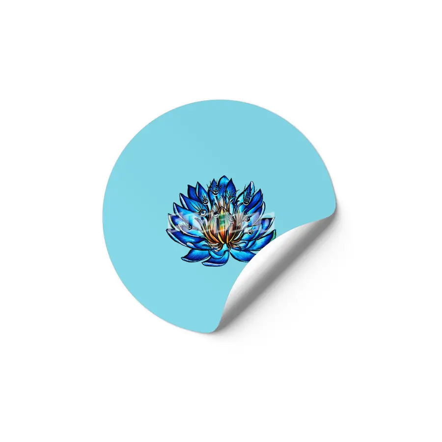Blue Lily Flower Monster With Weird Eyes Etiket