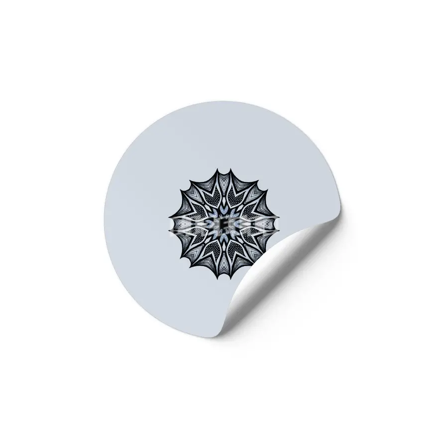 Abstract Flower Mandala With Sharp Petals Decorative Art Etiket