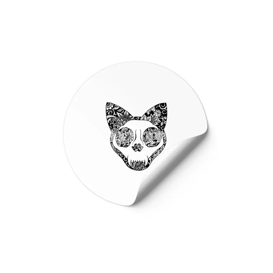 Cat Skull Flower Garden Etiket