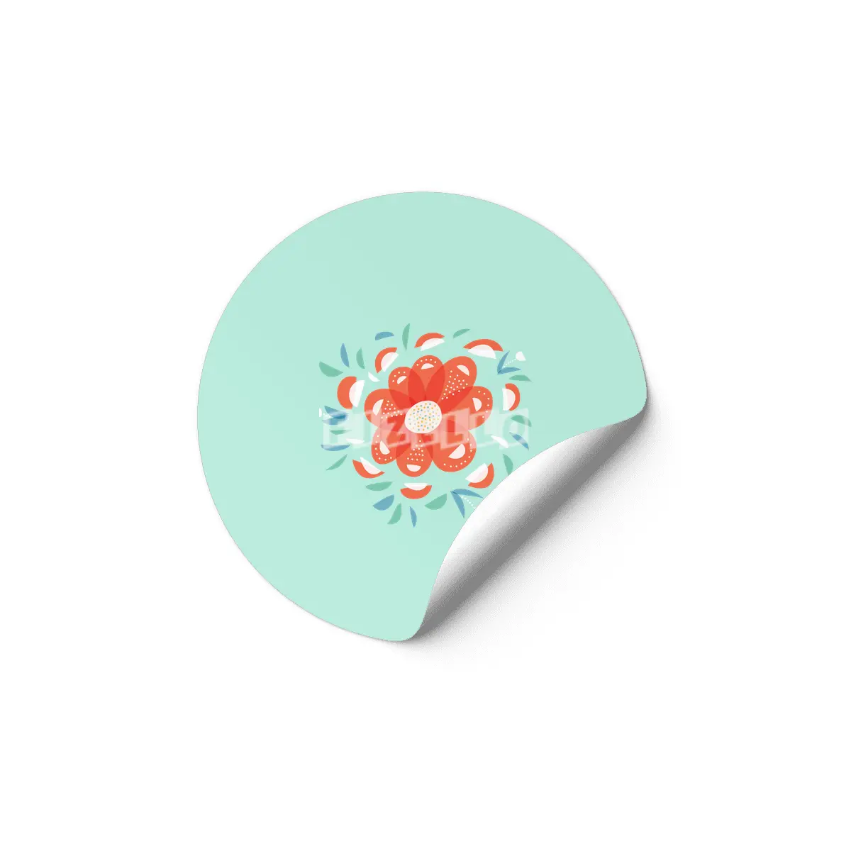 Abstract Whimsical Red Flower Etiket