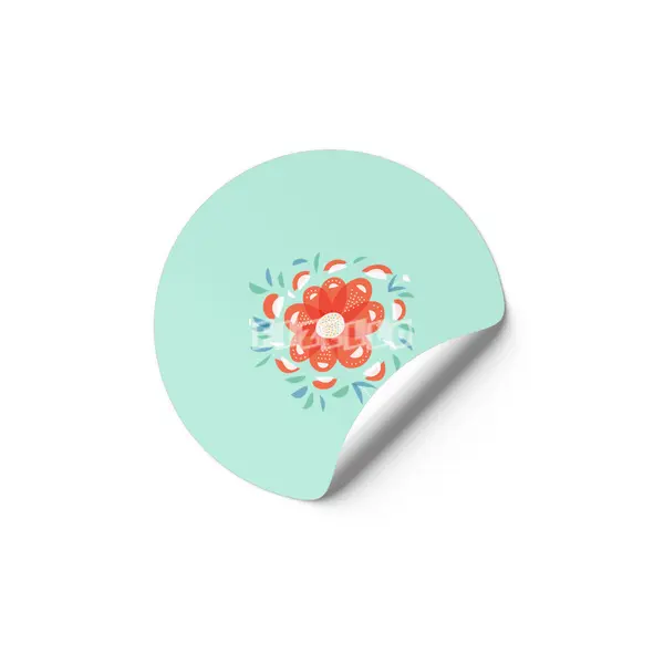 Abstract Whimsical Red Flower Etiket