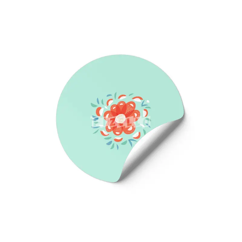 Abstract Whimsical Red Flower Etiket