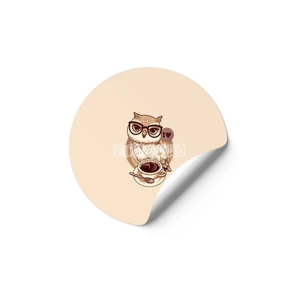 Coffe Lover Owl Etiket