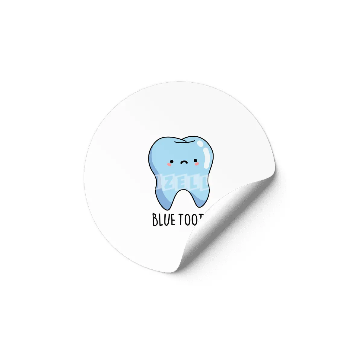 Blue Tooth Cute Dental Tech Pun Etiket