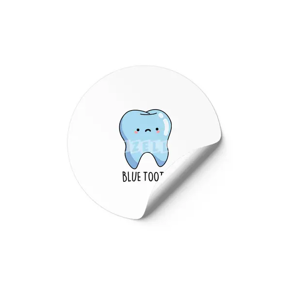 Blue Tooth Cute Dental Tech Pun Etiket