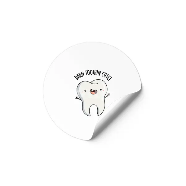 Darn Tooth-in Cute Funny Tooth Pun Etiket