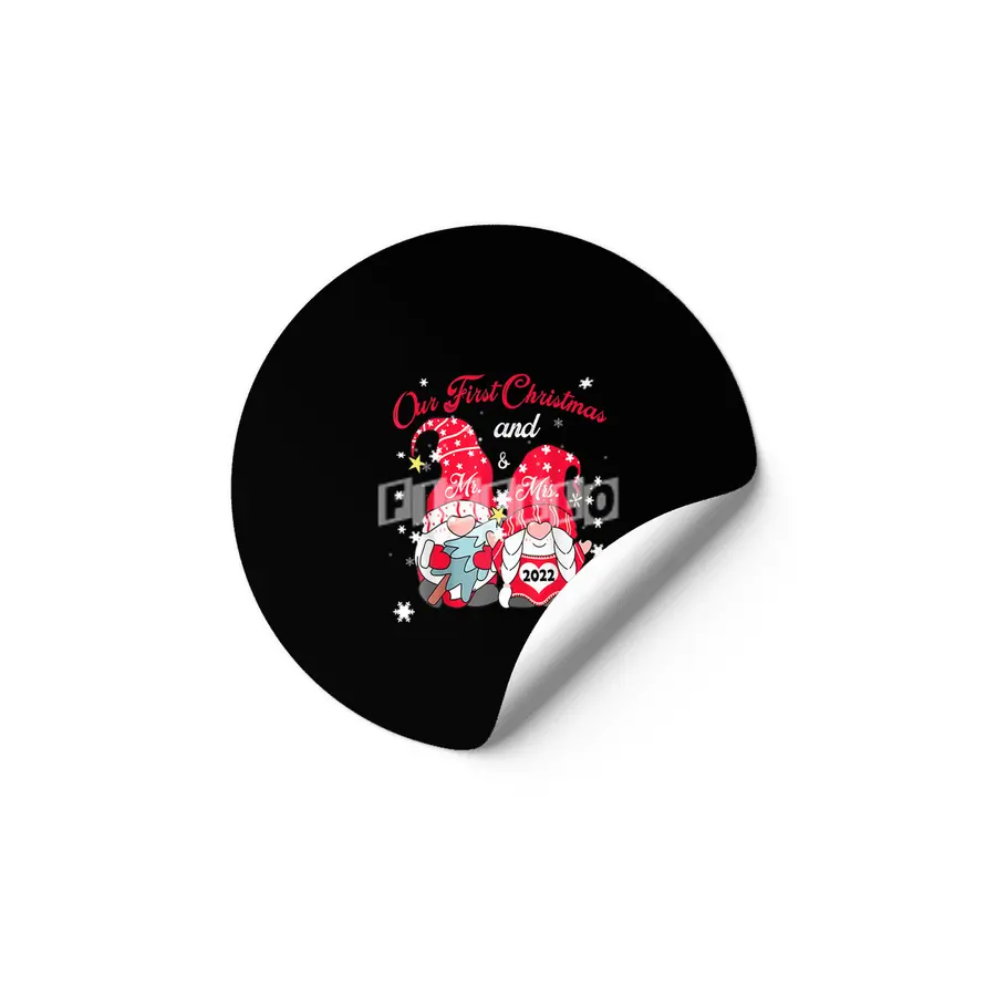 Our First Christmas As Mr and Mrs 2023 Couple Gnomes Xmas Etiket