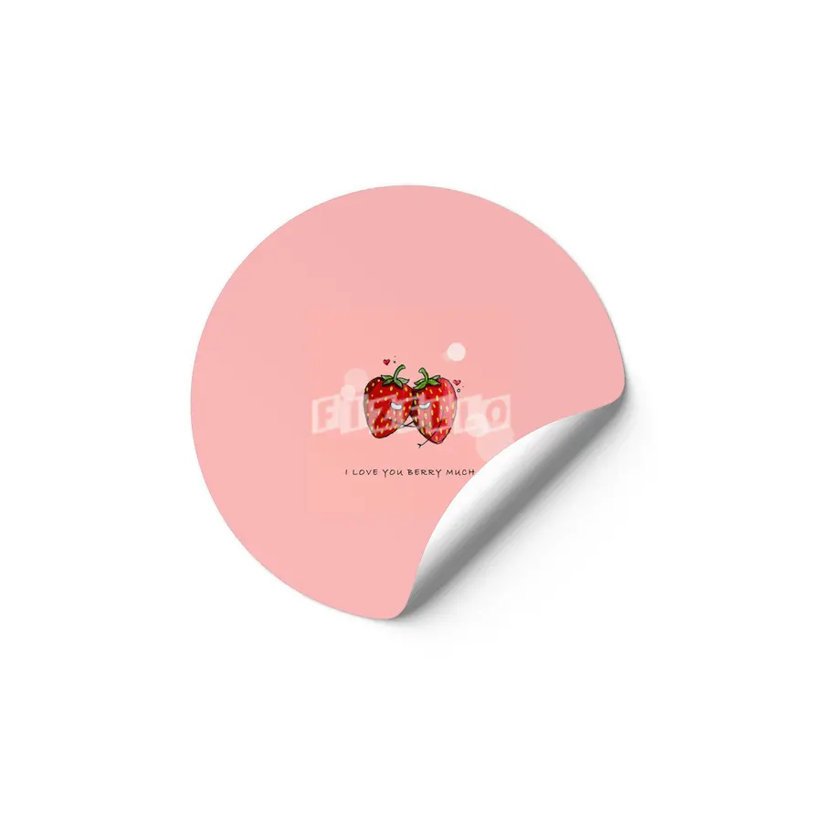 Cute Strawberry Couple with "I Love You Berry Much" Etiket