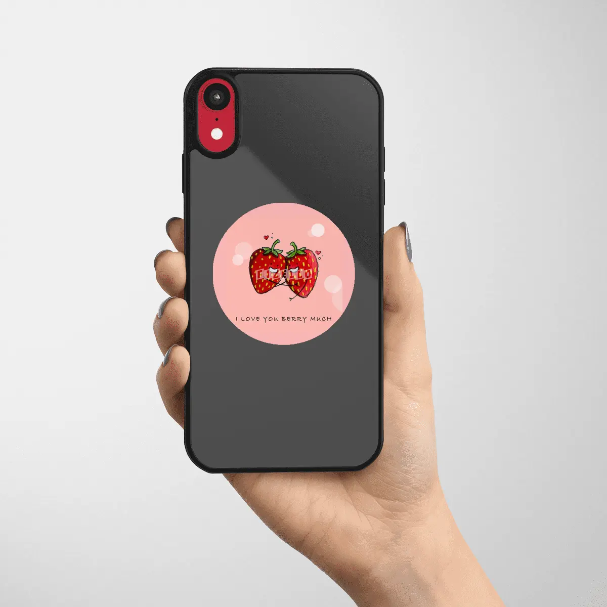 Cute Strawberry Couple with "I Love You Berry Much" Etiket