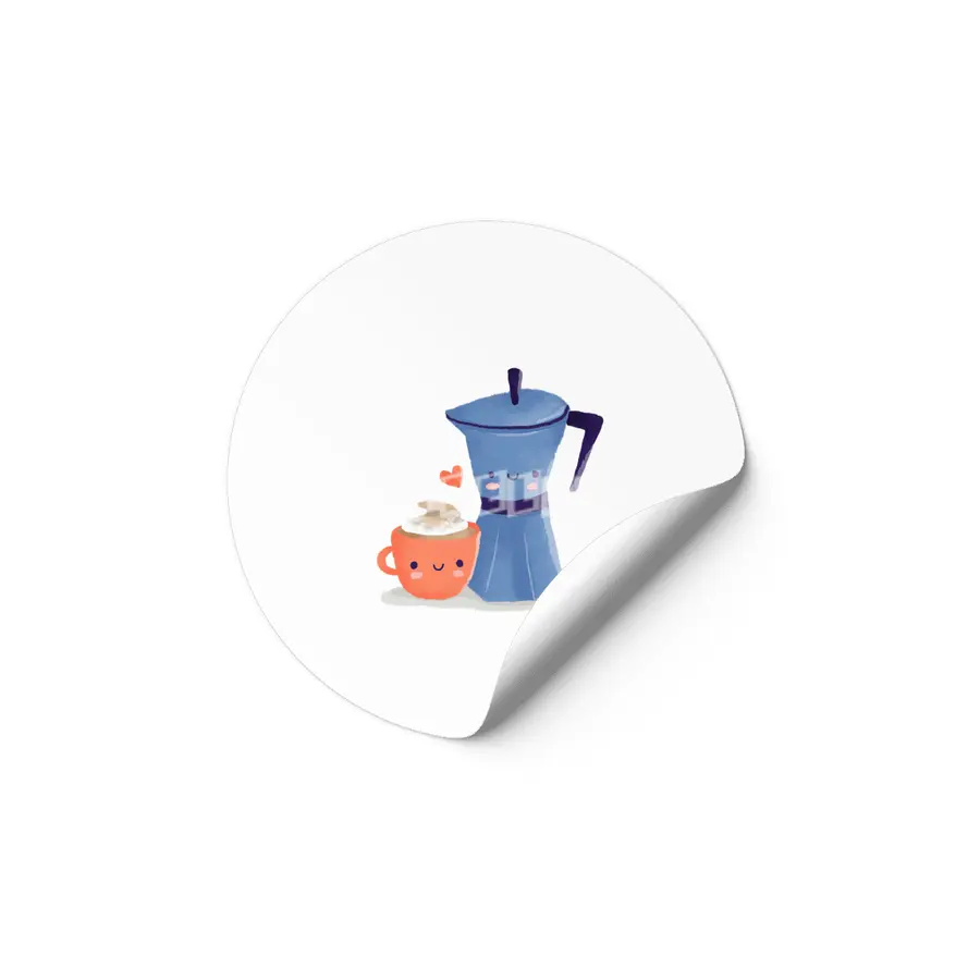 Cute coffee couple illustration Etiket