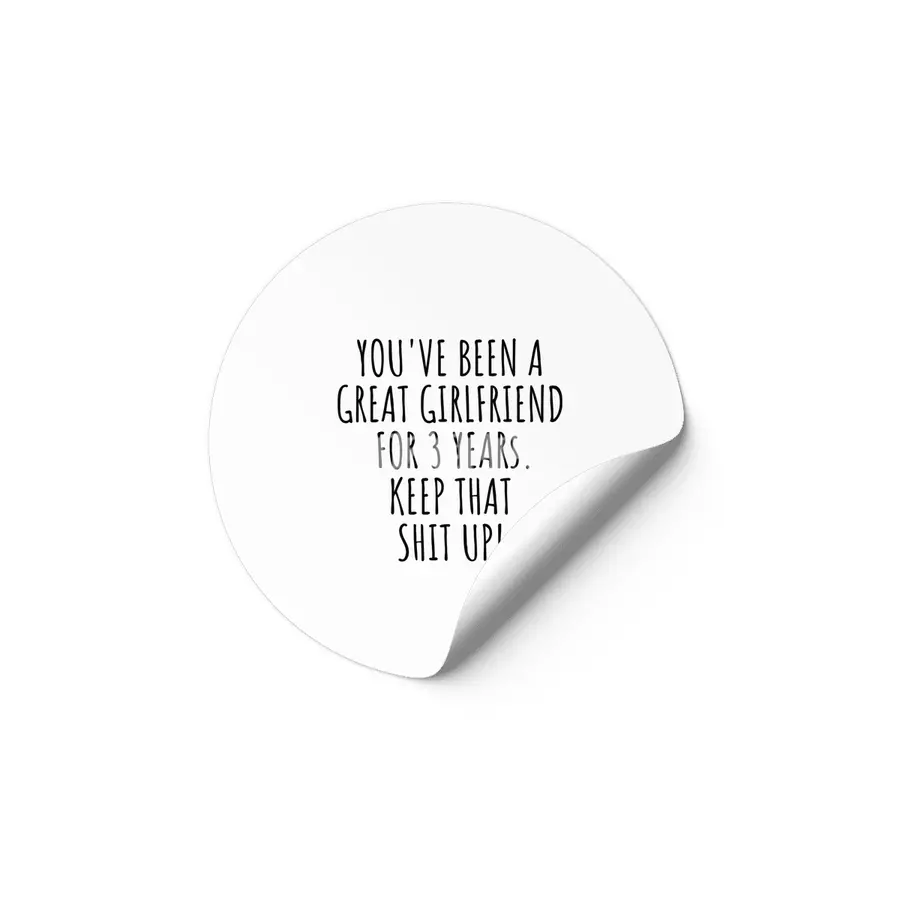 3 Years Anniversary Girlfriend Funny Gift for GF 3rd Dating Relationship Couple Together Etiket