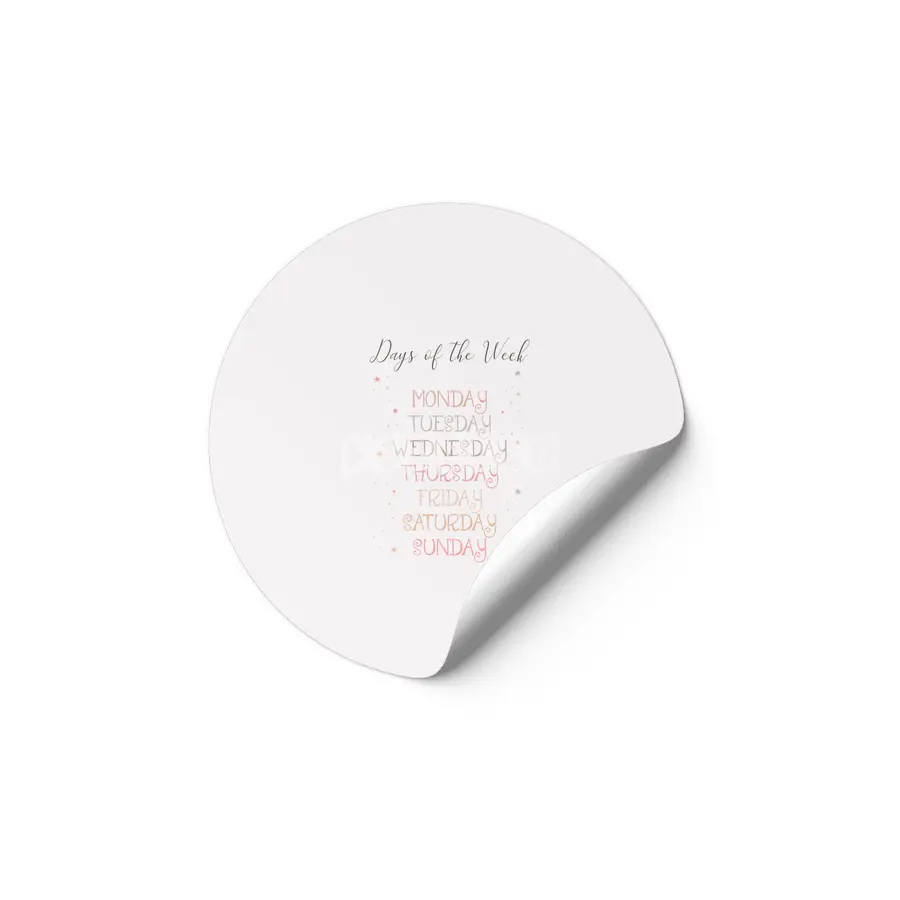 Days of the Week beautiful print for little kids - educational print - Monday to Sunday Etiket