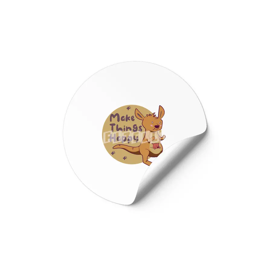 Make things happy Kawaii funny cute kangaroo brown Etiket