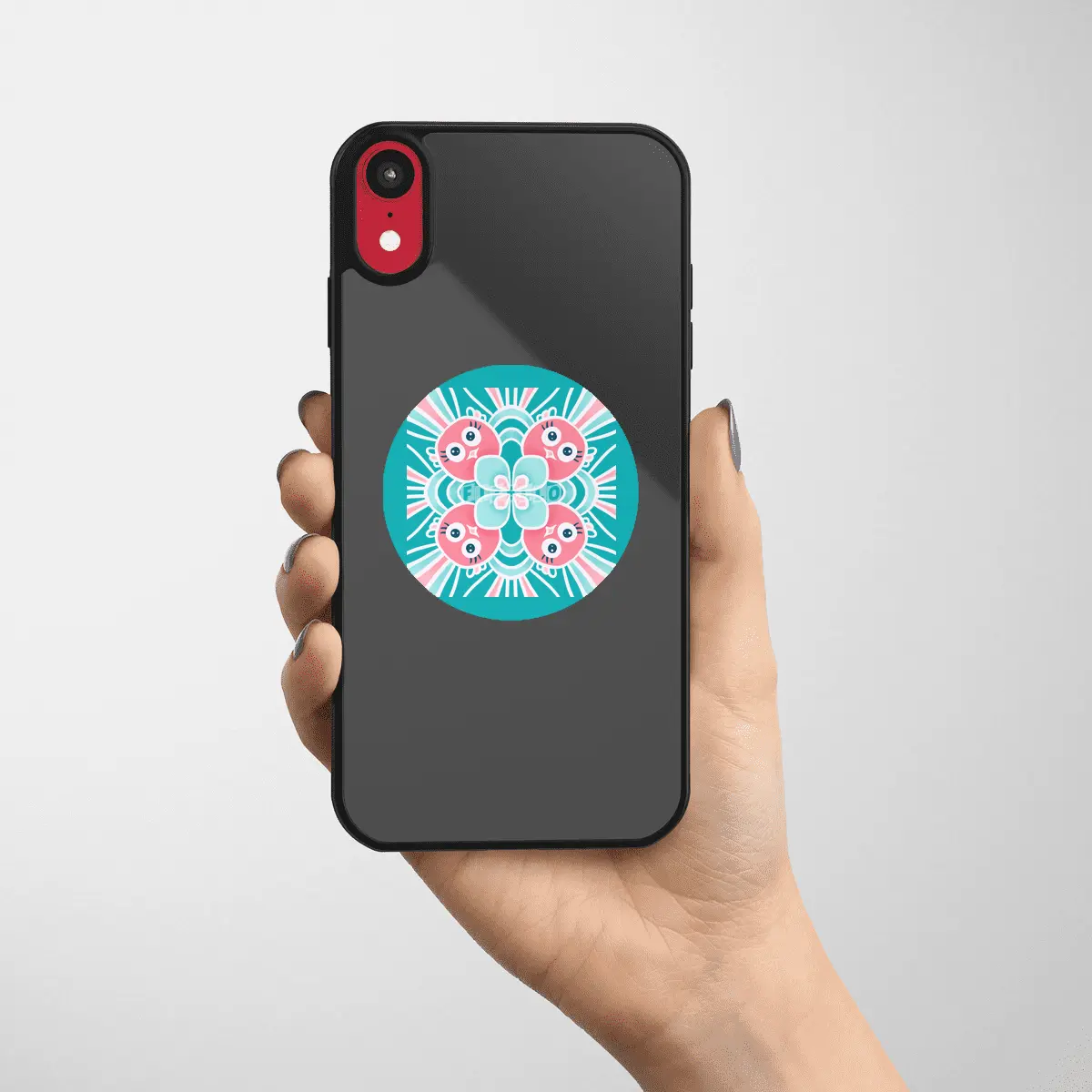 Cute Birds Flower Mandala Etiket