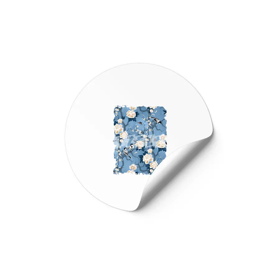 Chinoiserie birds classic blue Etiket