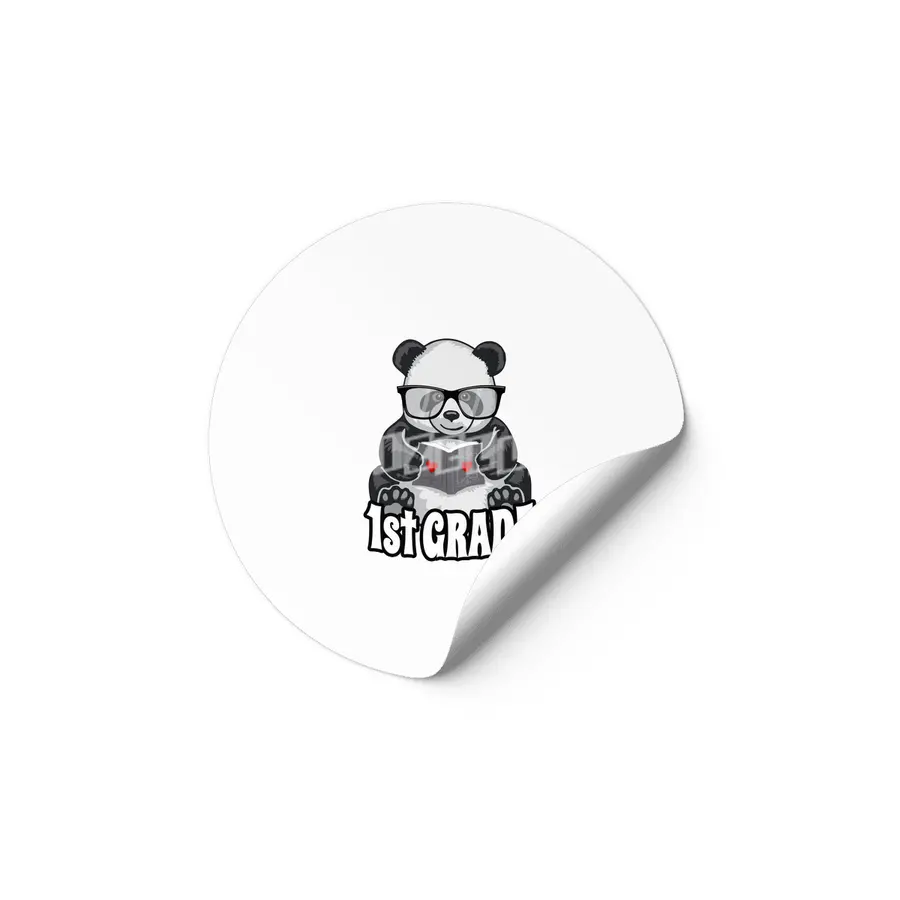 1st Grade Back To School Panda Book Reader Teacher Heart Etiket
