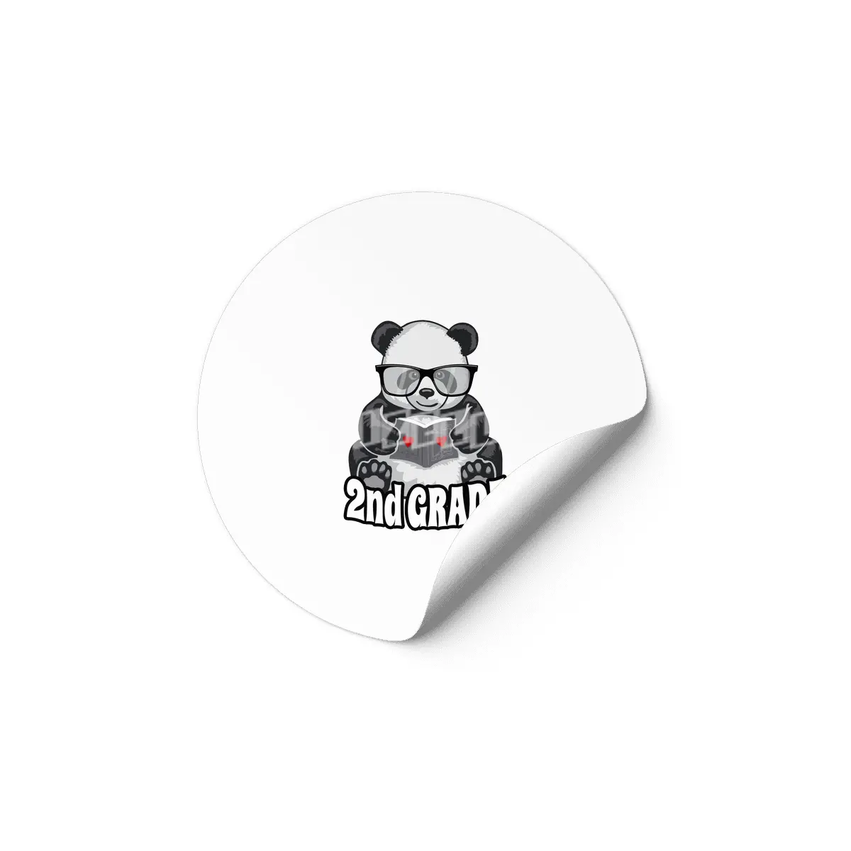 2nd Grade Back To School Panda Book Reader Teacher Heart Etiket
