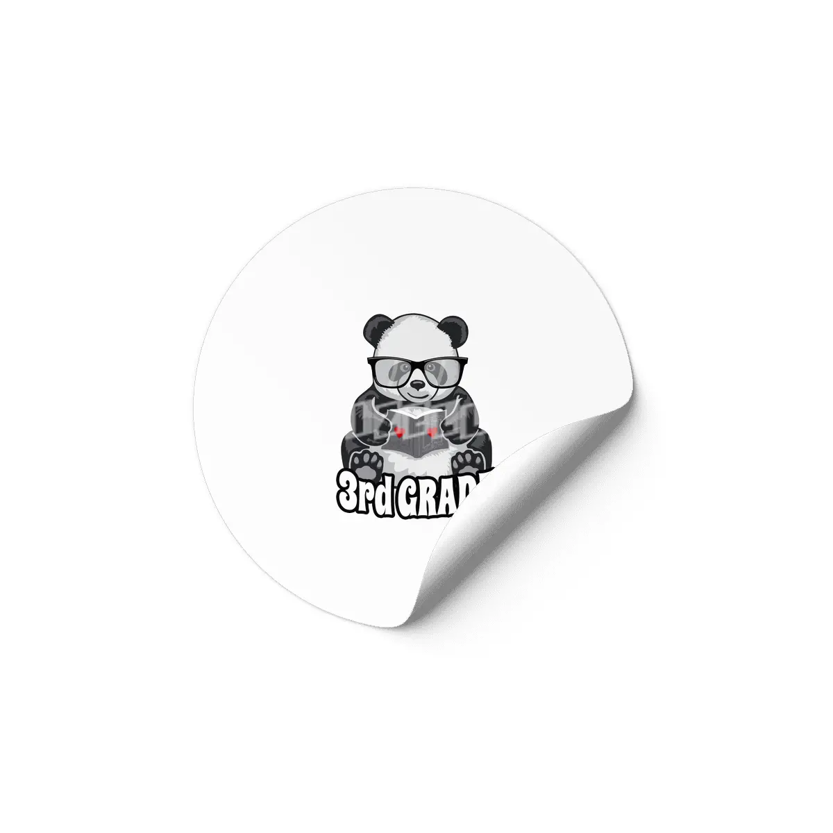 3rd Grade Back To School Panda Book Reader Teacher Heart Etiket
