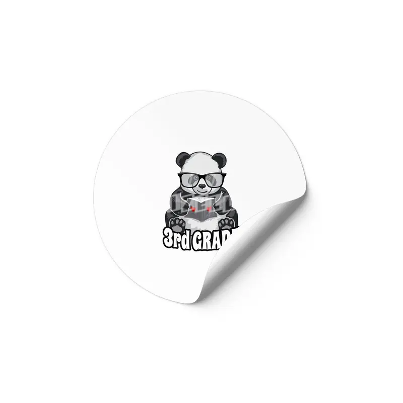 3rd Grade Back To School Panda Book Reader Teacher Heart Etiket