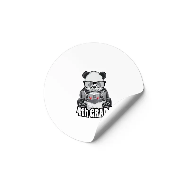4th Grade Back To School Panda Book Reader Teacher Heart Etiket