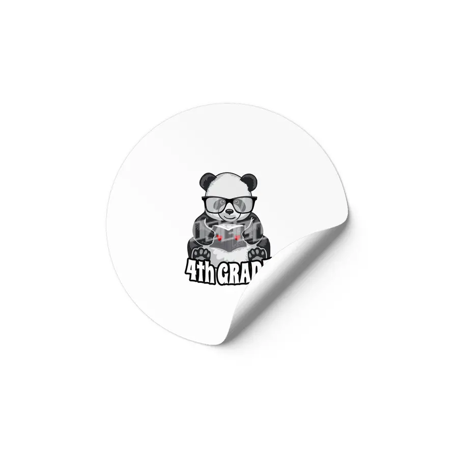 4th Grade Back To School Panda Book Reader Teacher Heart Etiket