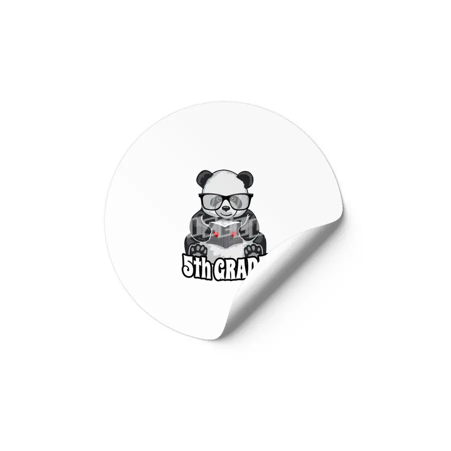 5th Grade Back To School Panda Book Reader Teacher Heart Etiket