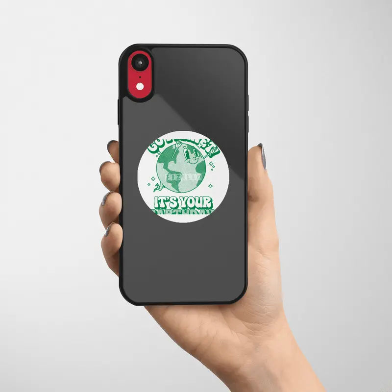 Go Planet It's Your Earth Day Retro Mascot Cute Earth Day Etiket