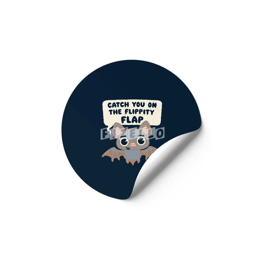 Catch You on the Flippity Flap -  Cute Kawaii Bat Etiket