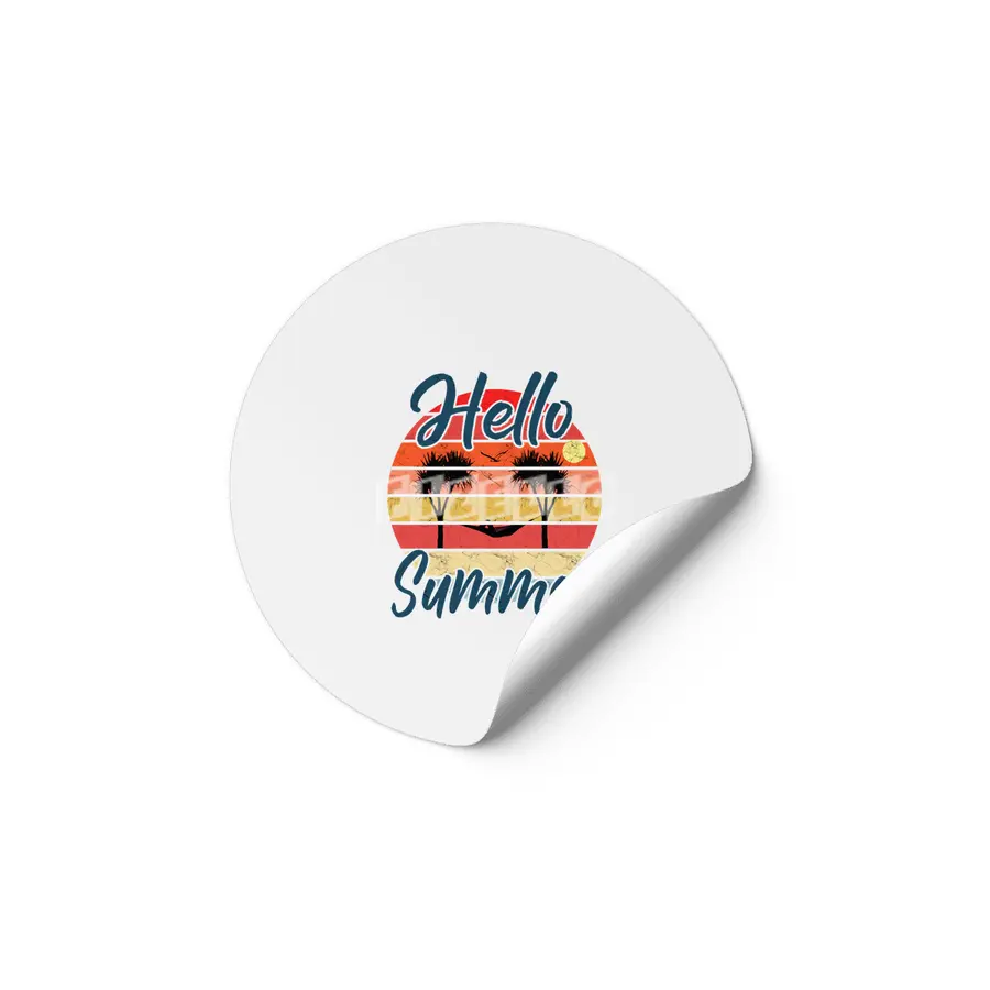 Hello Summer - Palm Trees Hammock Retro Etiket