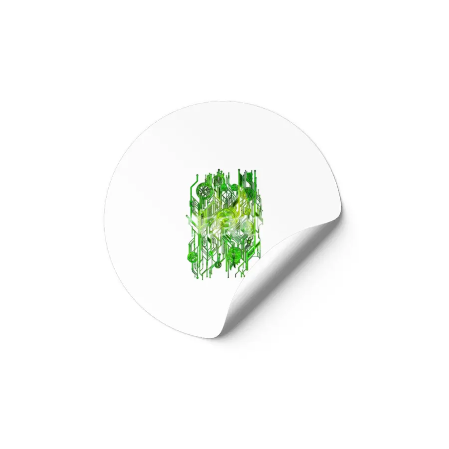 Zen Doodle Digital Circuit Neon Green Etiket