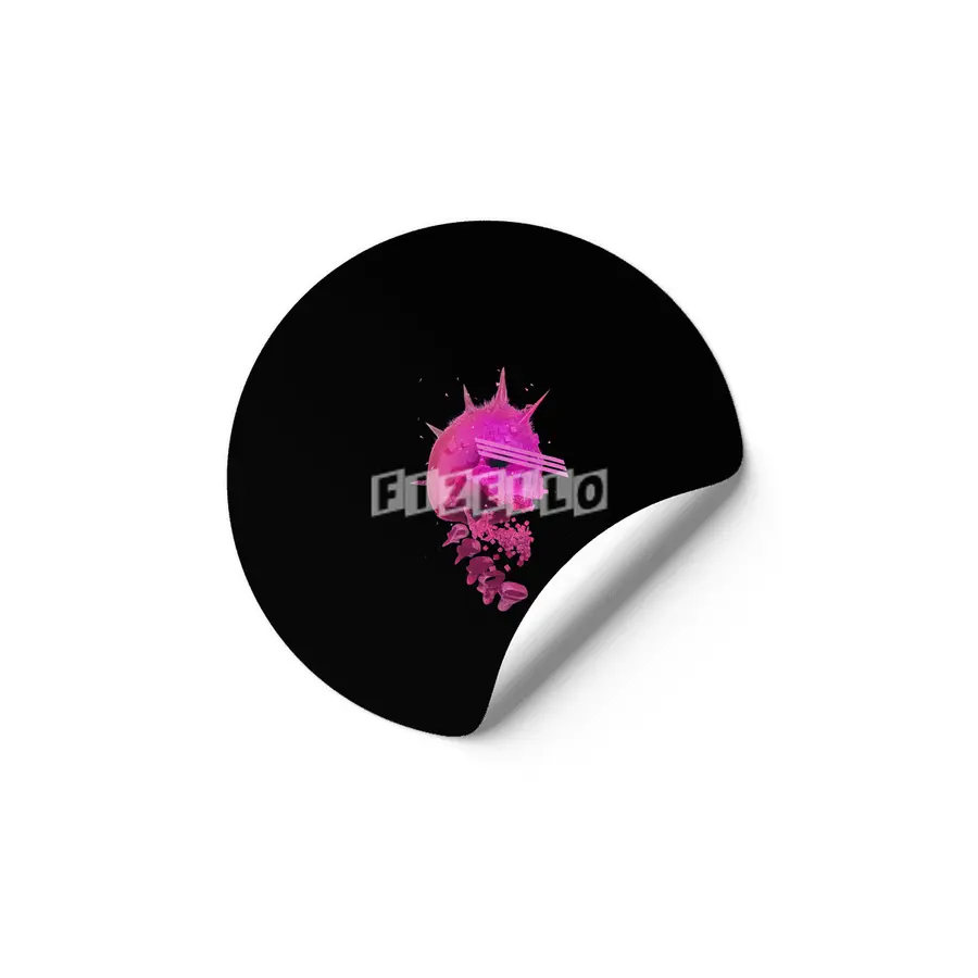 Pink Neon 80's Skull Etiket