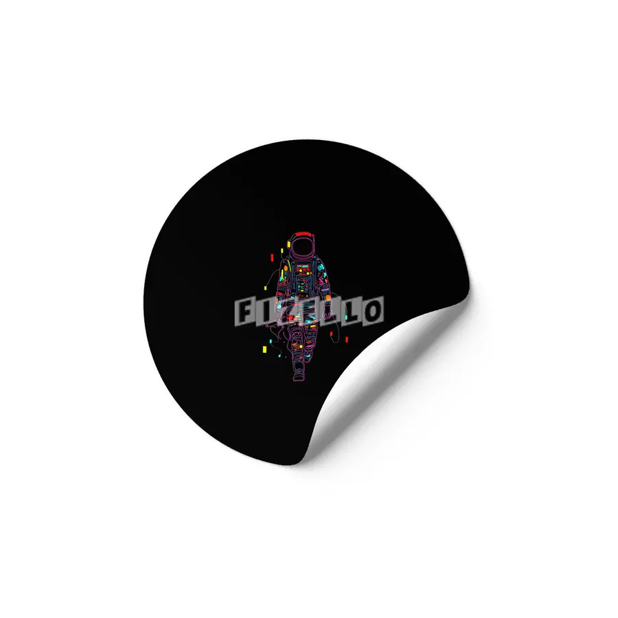 Abstract Retro Neon Astronaut Etiket