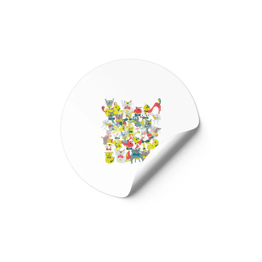 Funny doodle colorful cats.Seamless pattern with funny hand drawn cats Etiket