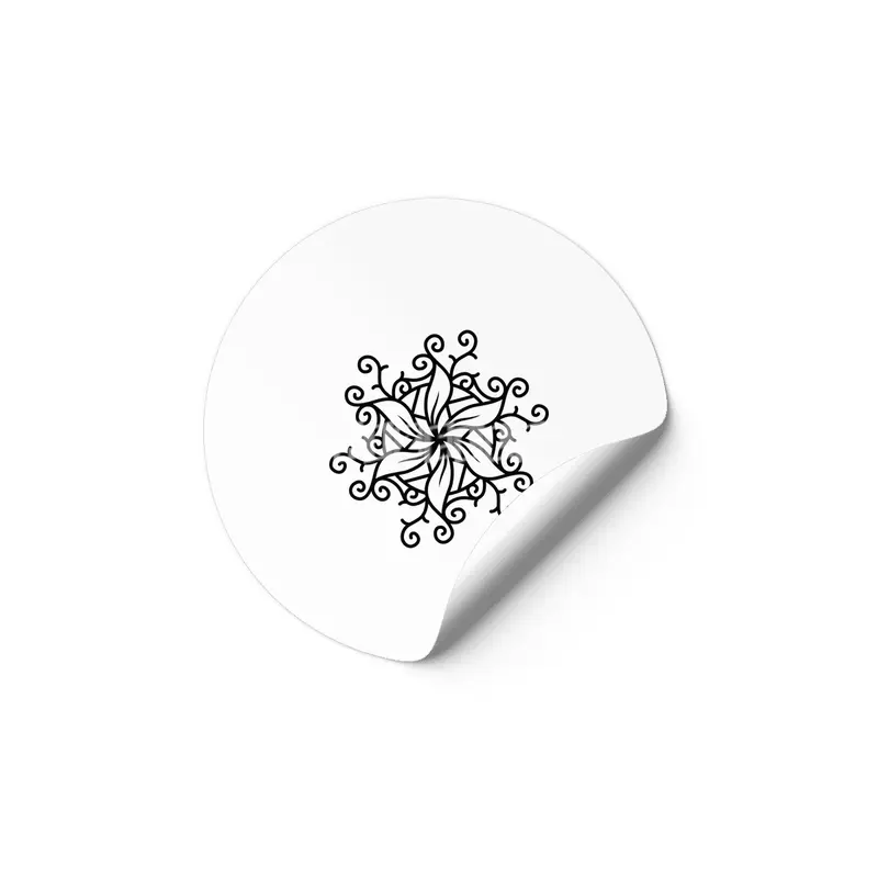 Black and white mandala vector isolated on white. Vector hand drawn circular decorative element. Etiket