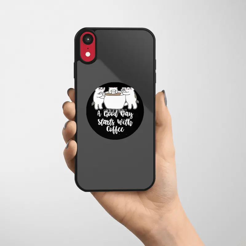 A Good Day Starts With Coffee and Cat Cute Kitty Lovers Etiket