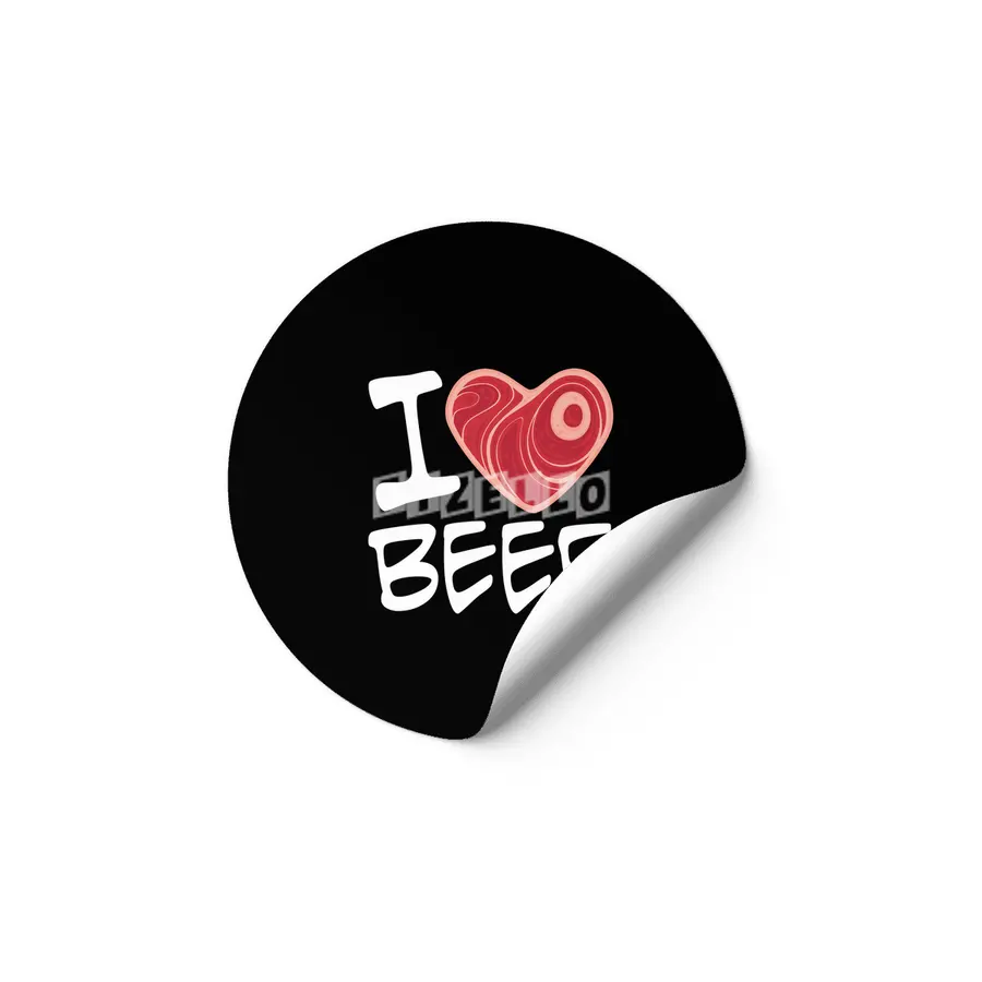 I Love Beef - White Text Version Etiket