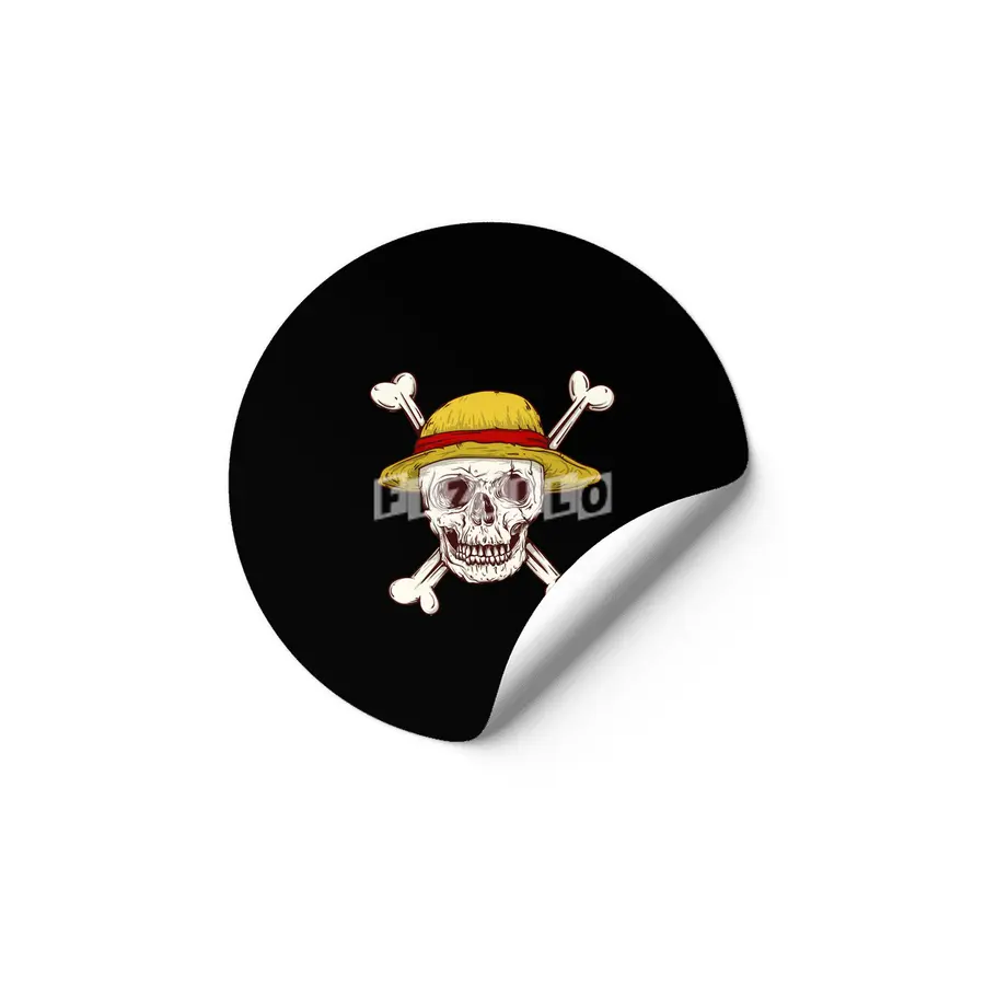 straw hat skull cross bones pirates Etiket