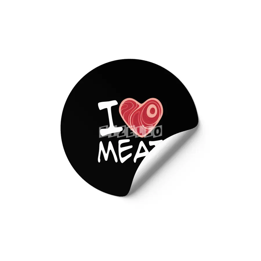 I Love Meat - White Text Version Etiket