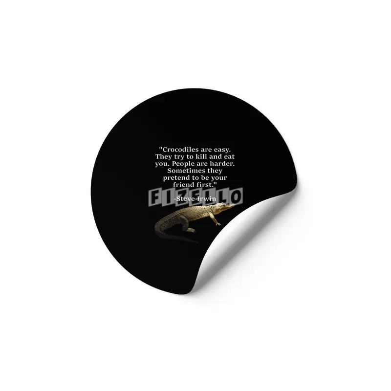 Morelet's Crocodile with Steve Irwin Quote Etiket