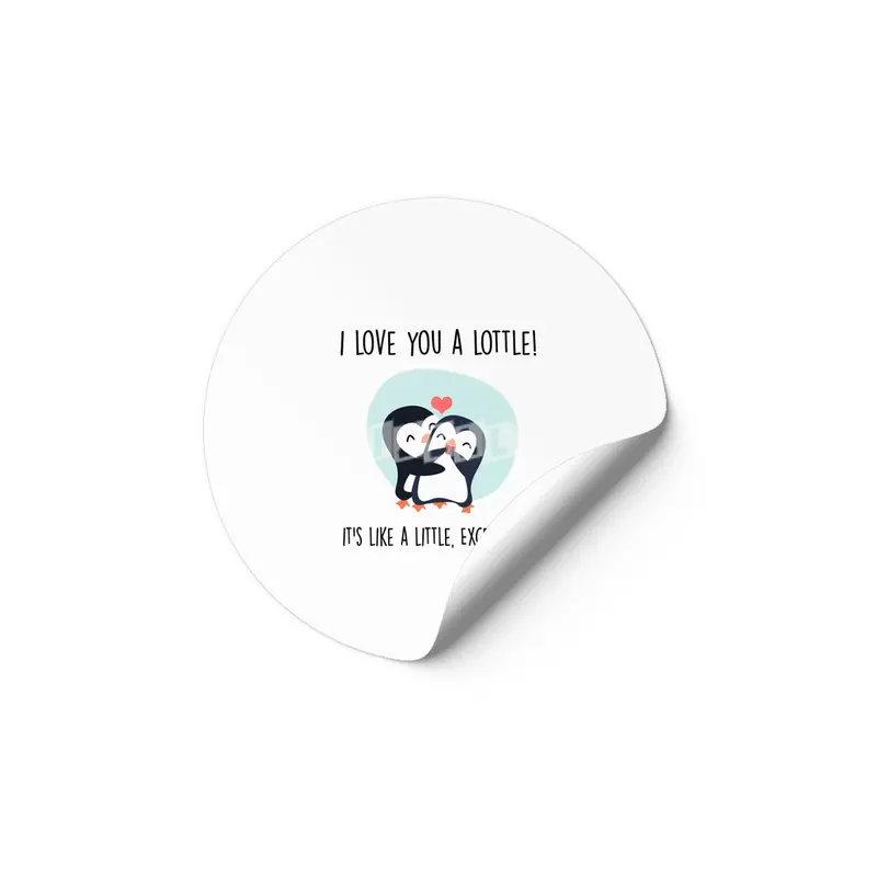 Cute Penguin Couple | I love you a lottle. It's like a little, except a lot Etiket