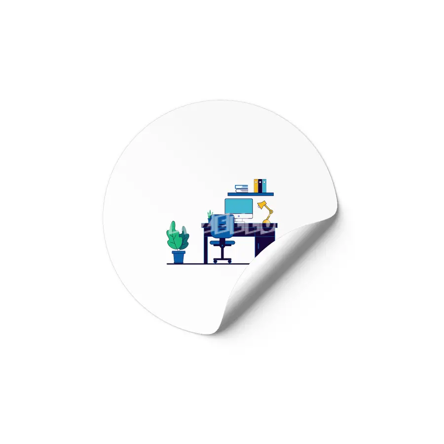 Desk flat illustration design Etiket