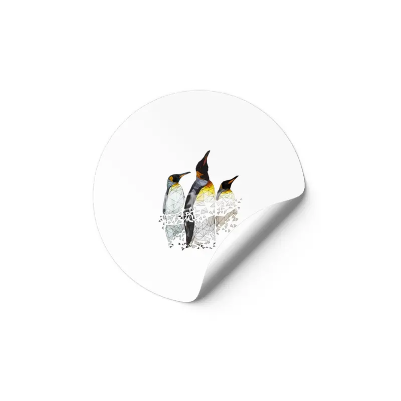 Low Poly Penguin Trio Etiket