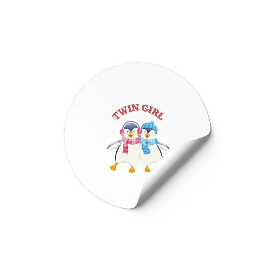 Twin outfit - twin girl penguin is standing Etiket