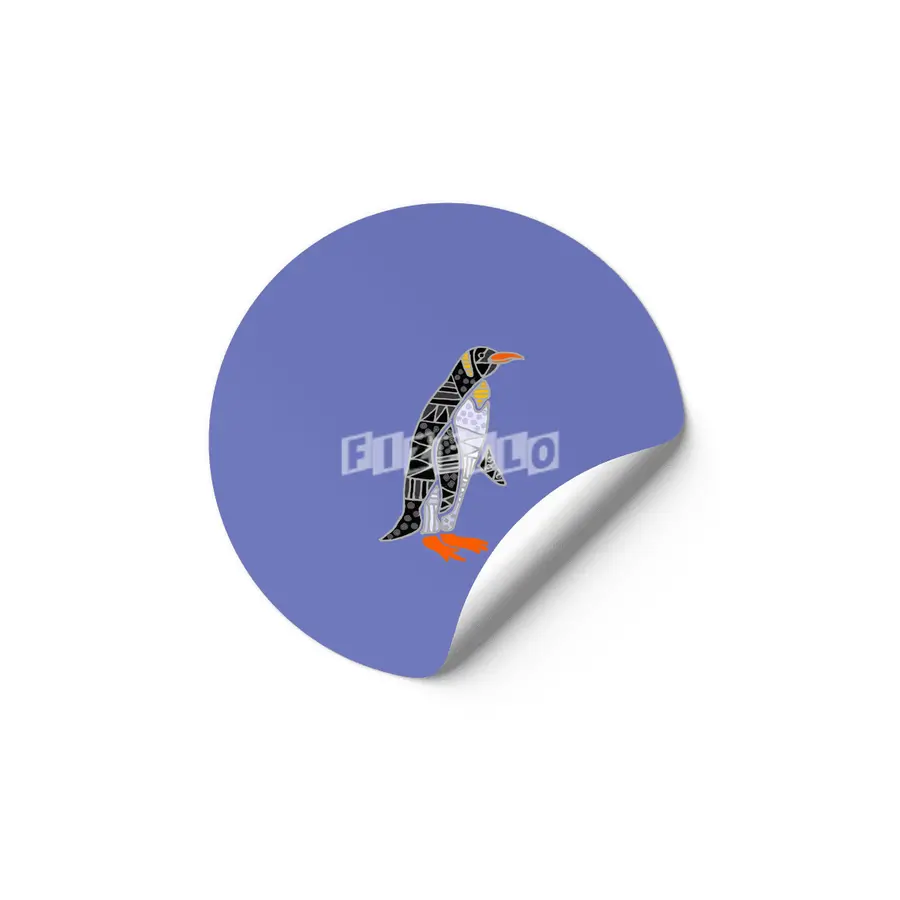 Cool Penguin Bird Abstract Art Pattern Etiket