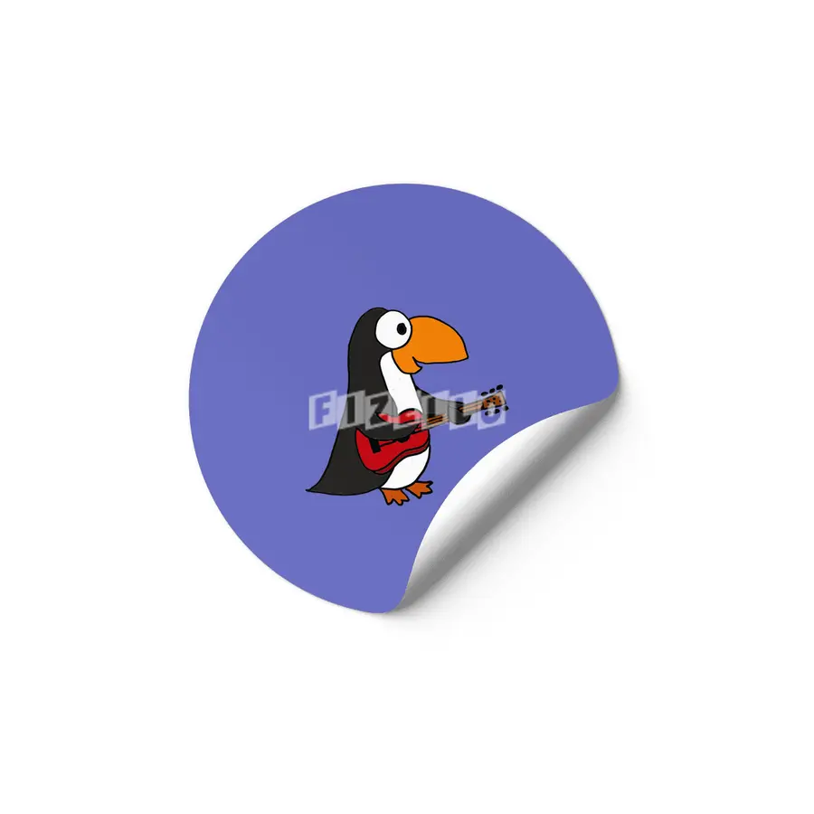 Funny Penguin Playing Guitar Etiket