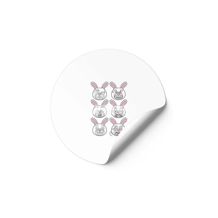 cute pet animal rabbit emoticons illustration set Etiket